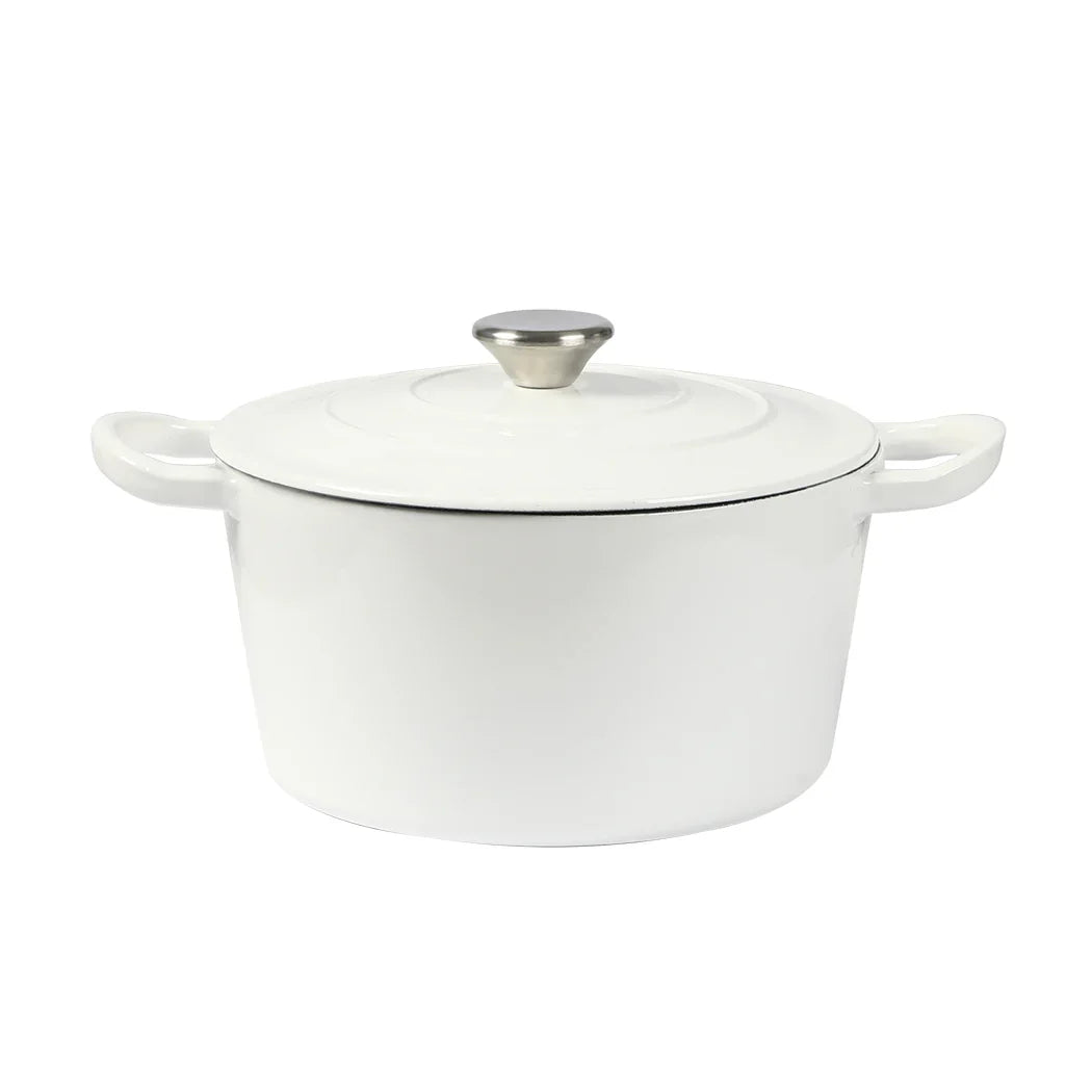 TOQUE 4L Enamel Dutch Oven Pot in White Colour-2018816786526507008