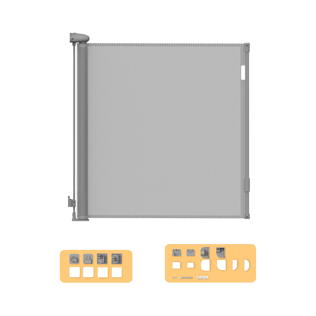 BoPeep Retractable Baby Safety Gates 150cm Grey 150 cm-1910112818292723712
