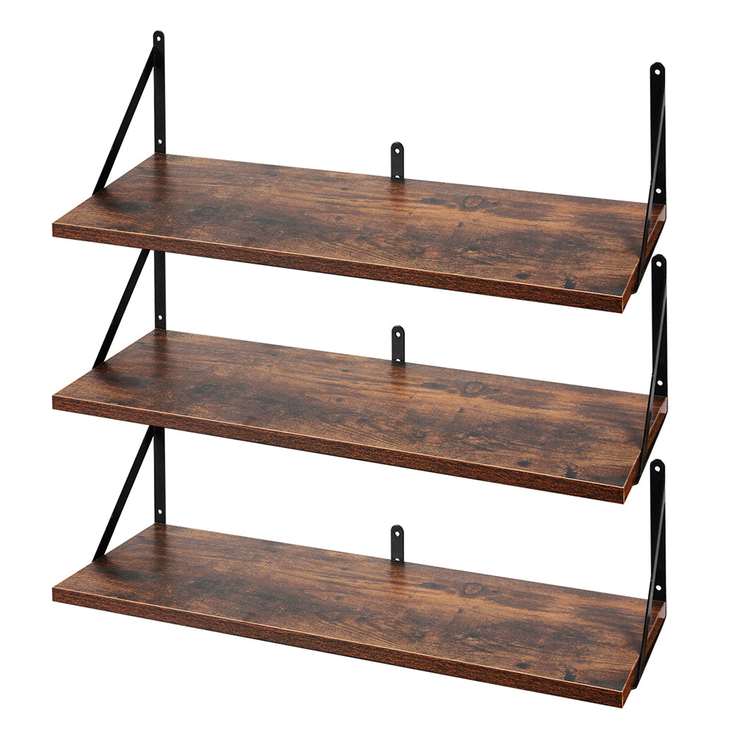 Levede Floating Shelves 3 Pcs Wall Mounted Rustic Storage Display Rack Bedroom-2072893561120100352