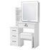 Levede Dressing Table Vanity Stool Set Sliding LED Mirror Makeup Storage Shelves White-2072893560474177536