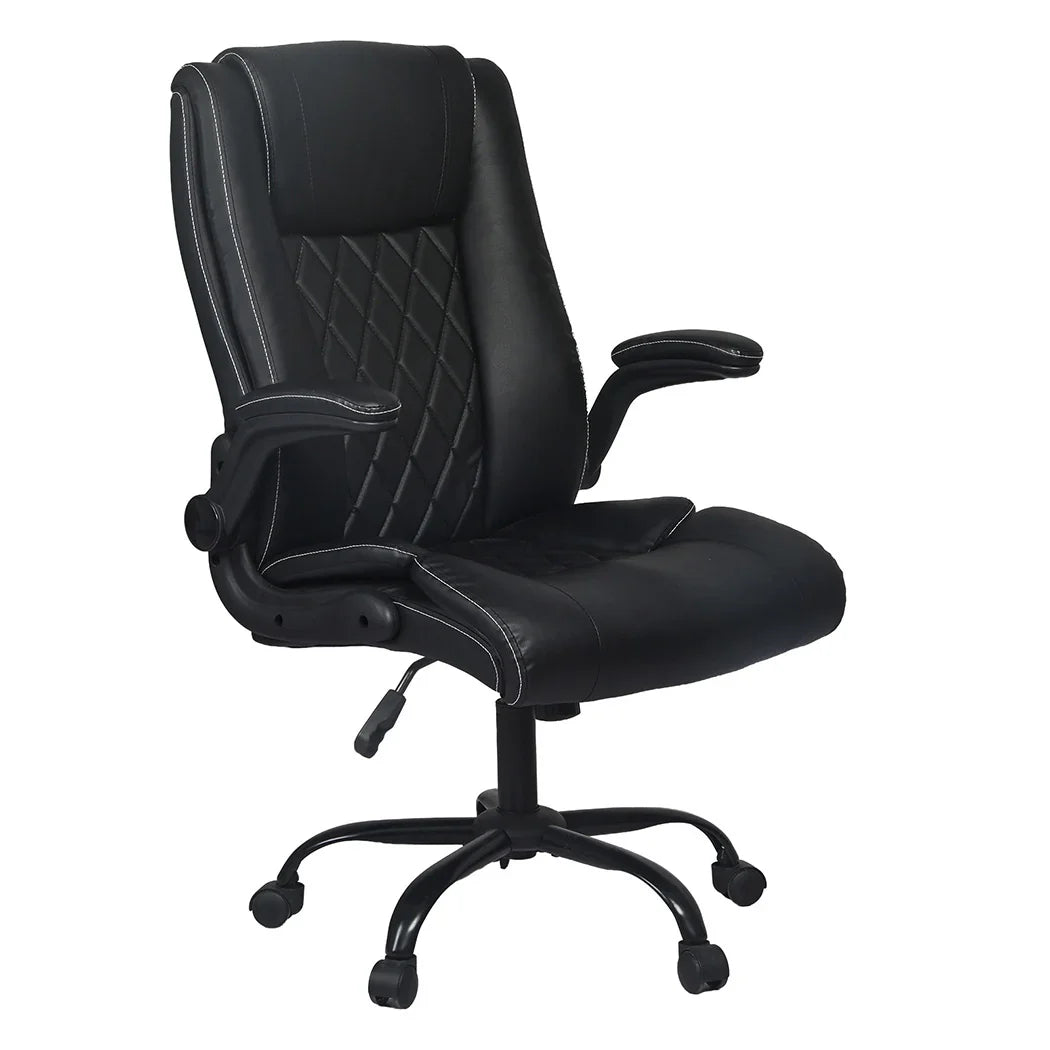 Levede Executive Office Chair Footrest PU Leather Tilt Gaming Work Seat Black-2050056783220838400