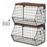 Toque Fruit Snack Storage Basket 2PCS Stackable Wall Mounted Kitchen Wood Lid-2072893579830890496