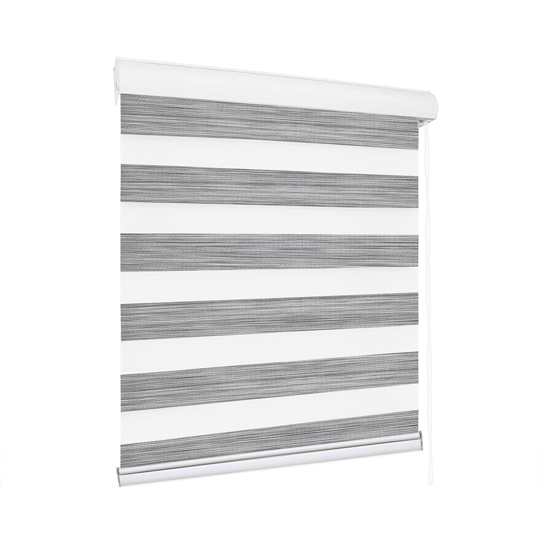 Marlow Blackout Zebra Roller Blind Curtains 120x210 Grey-1864183267595522048