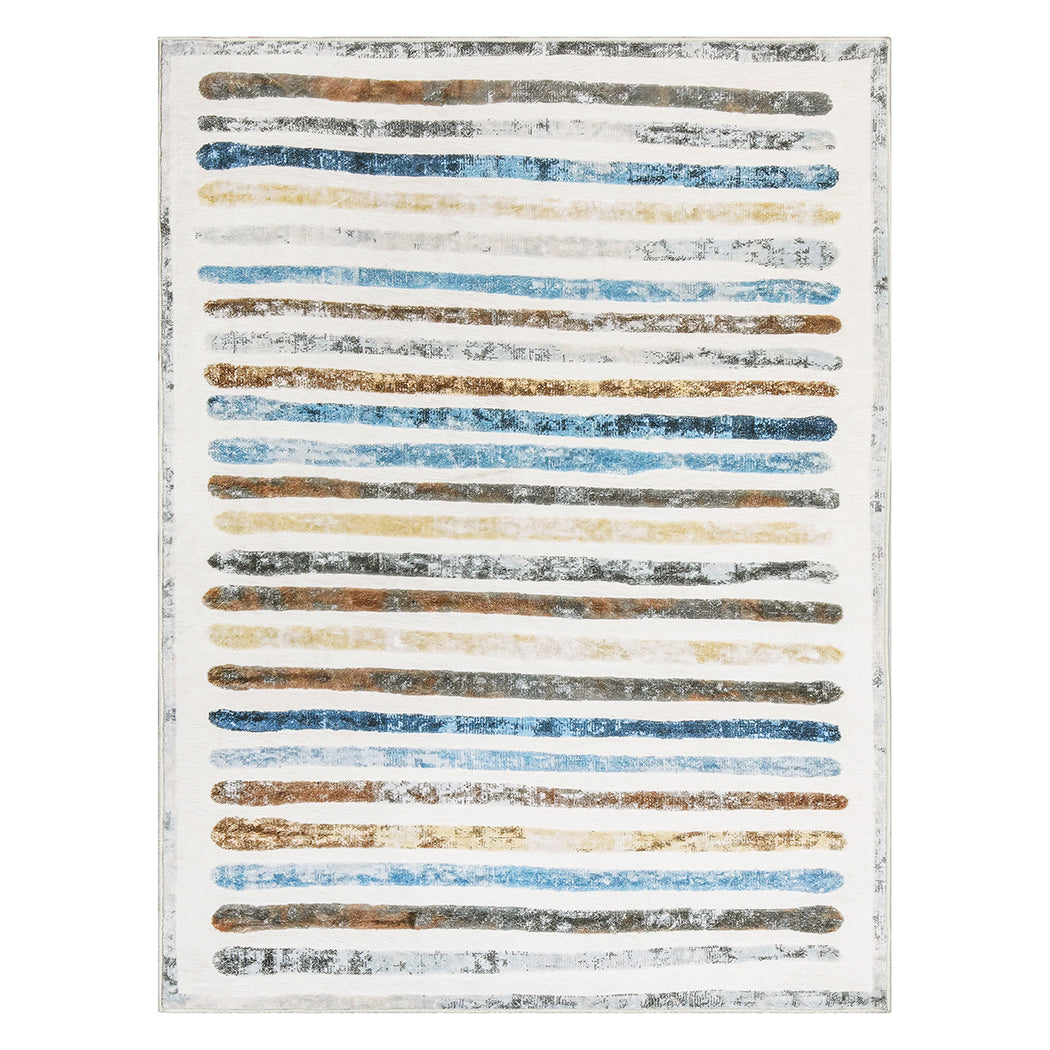 Marlow Floor Rug Short Pile Washable Carpet Soft Plush Non Slip Stripe 160x120-1937319788497997824