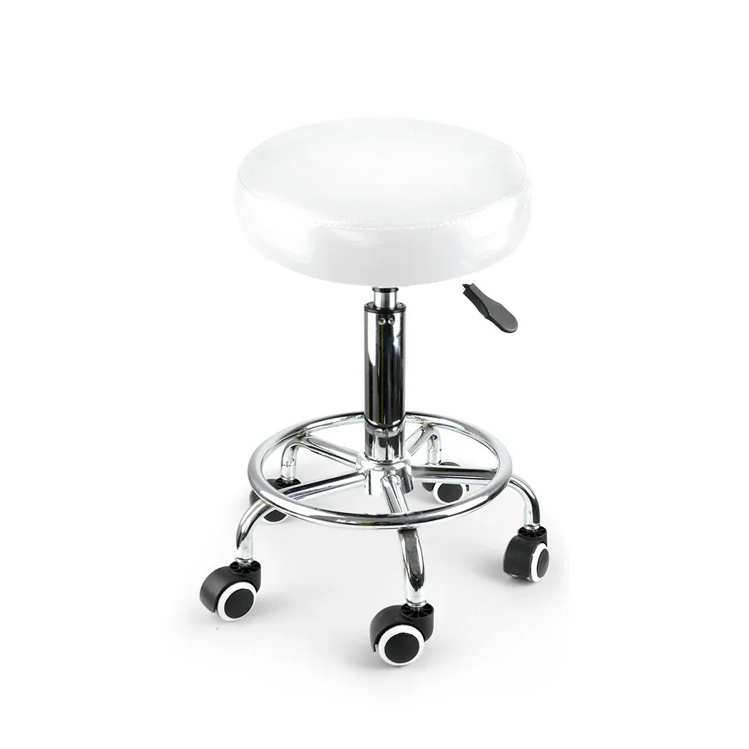 Levede Salon Stool Swivel Hairdressing White-2018816716682956800
