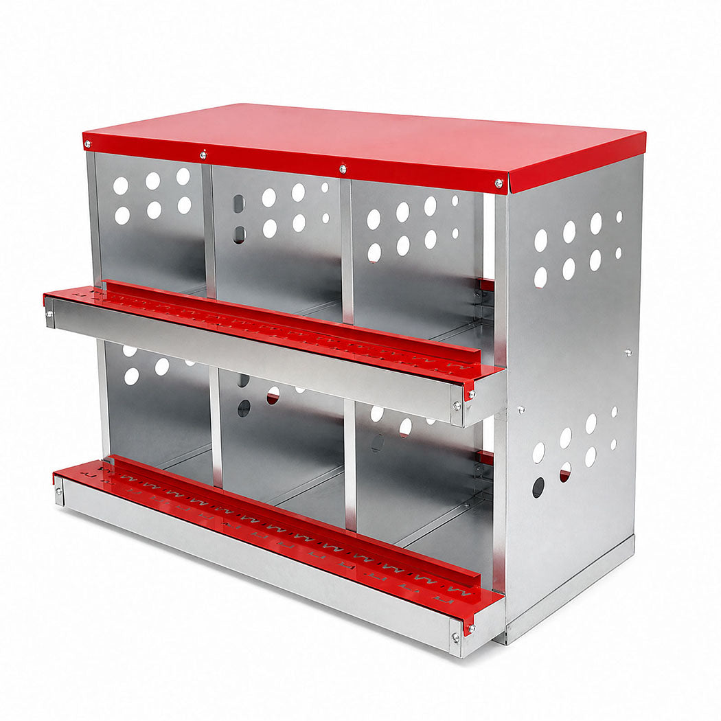 Pawz Chicken Nesting Box 6 Hole 2-Tier Roll Away Egg Collection Galvanized Coop-2072893572729933824