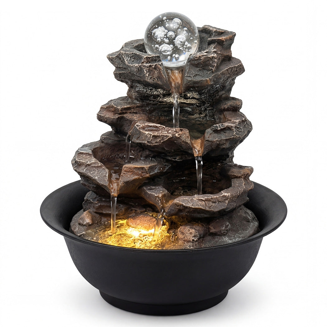 Spector Tabletop Water Fountain Indoor water fountain LED Resin Brown Black-2100034948131065856