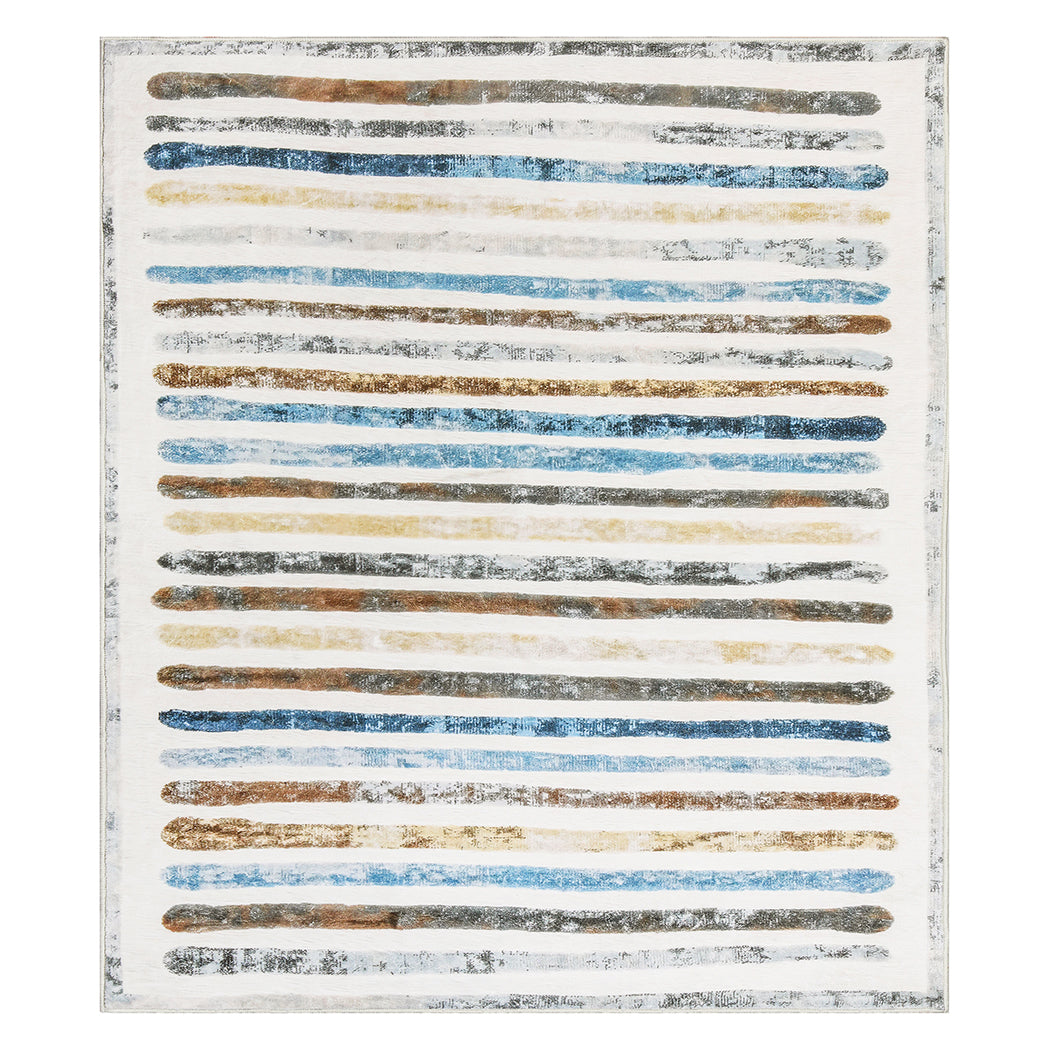 Marlow Floor Rug Short Pile Washable Carpet Soft Plush Non Slip Stripe 200x230-1894516739966898176