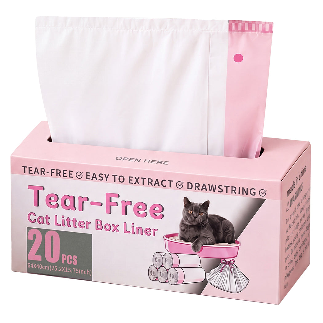 Pawz Cat Litter Bags 120 Count Drawstring 64 x 40cm 10kg HDPE White Pink-2100034990845857792