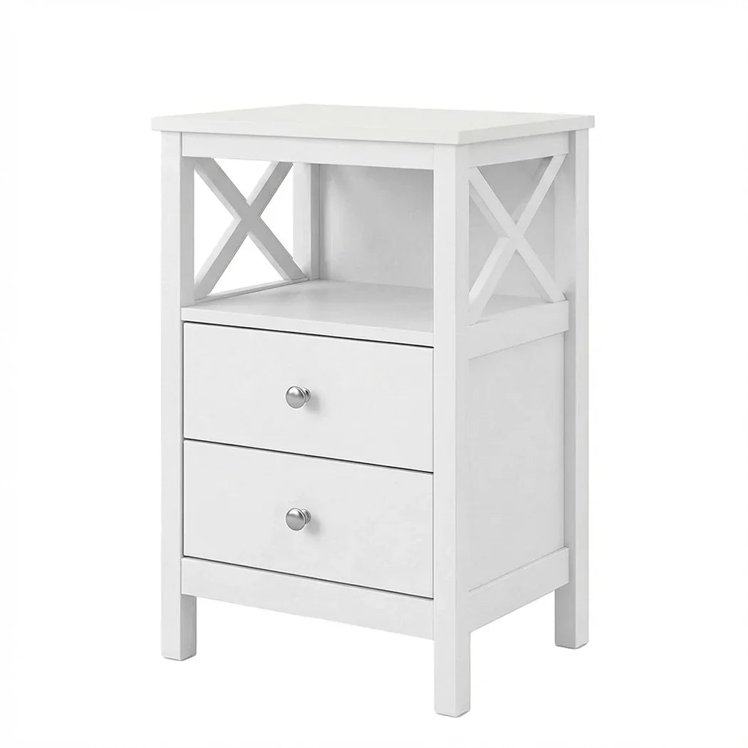 Levede Bedside Table Nightstand Side End Table 2 Drawers Storage Bedroom Cabinet-2050056781207572480