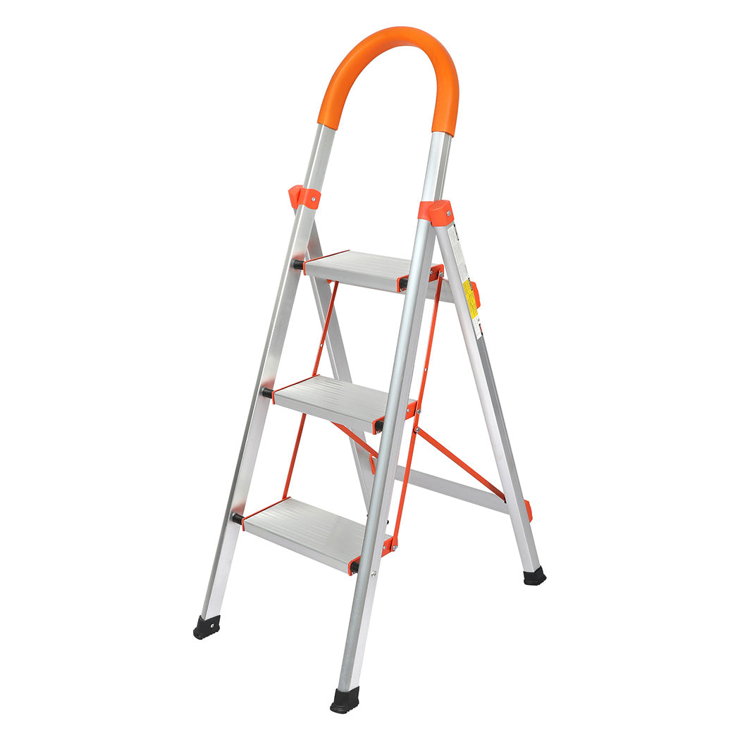 Traderight 3 Step Ladder Folding Aluminium-1864184279626551296