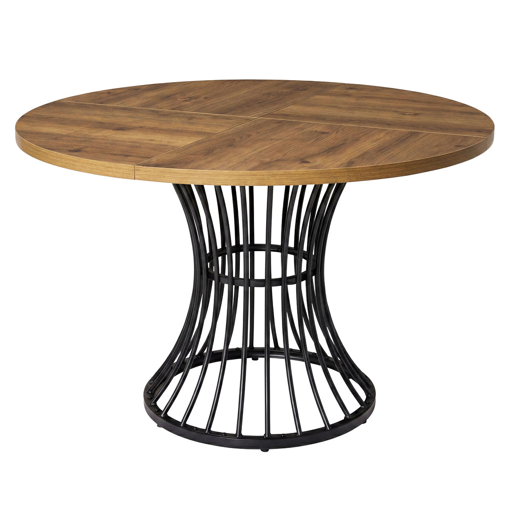 Levede Dining Table 120cm Round Dining Table 30mm MDF Retro Brown-2100034939201392640