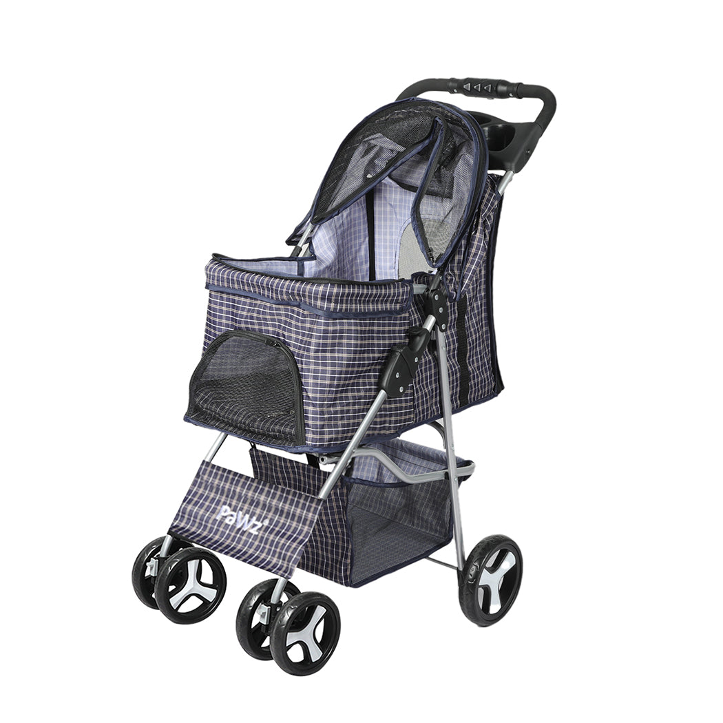 PaWz Large Pet Stroller Dog Cat Carrier Plaid-1864184624289288192