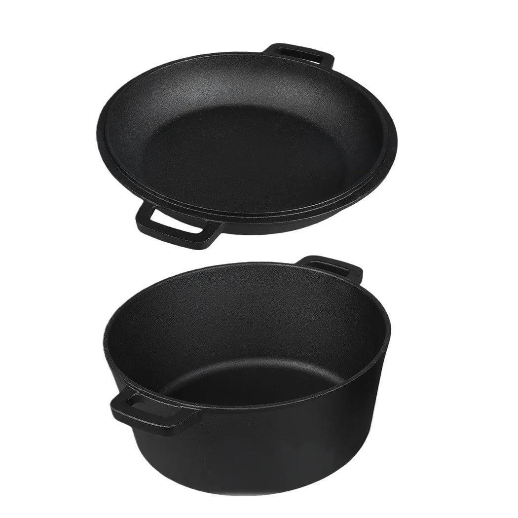 Toque 5.84L Double Dutch Oven 2 in 1 Cast Iron Pan-2050056750580764672