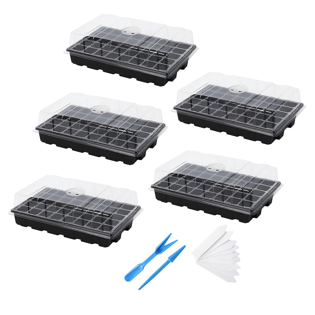 Toque Seedling Tray 5 Pack Starter Kit With Vented Dome For Greenhouse Black-2100034985904967680