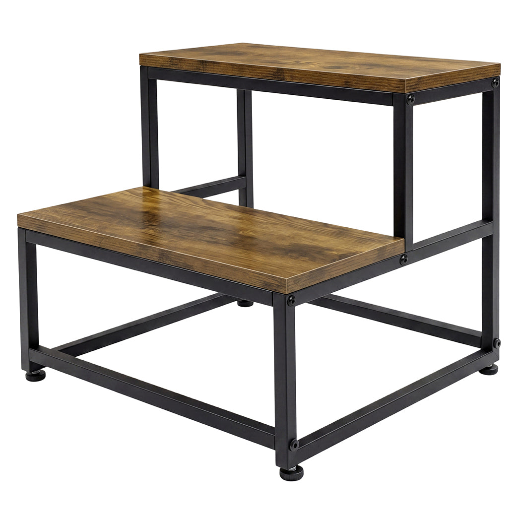 Levede 2-Step Stool Non Slip Portable Bathroom Kitchen Kids Adult Pet Use Brown-2050059013835591680