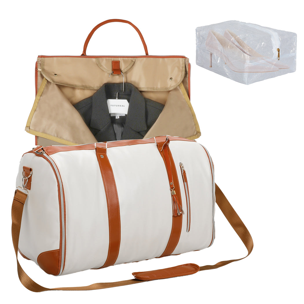 Slimbridge Garment Bags Hanging Suit Duffel Bag Beige-1894516795239436288