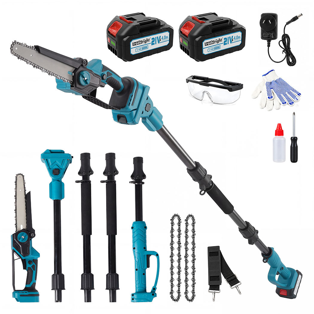 Traderight Mini Chainsaw Pole Saw Brushless 700W 2.49m Adjustable Head Blue-2109799594869854209