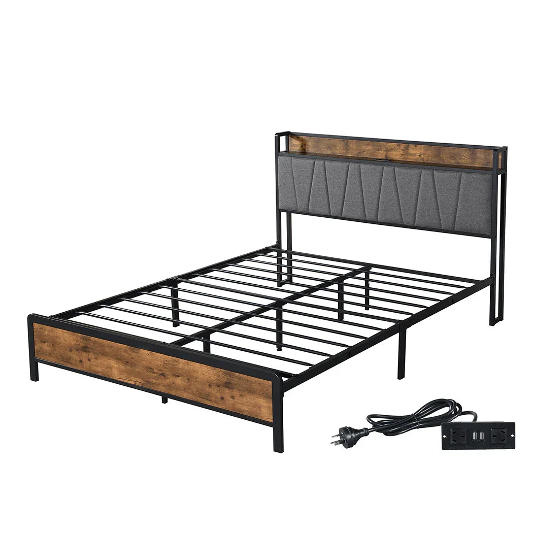Levede Queen Bed Frame Tufted Headboard USB Charge-2006733226692972544