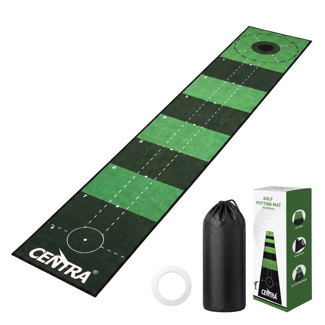 Centra Golf Putting Mat 3m Indoor Practice Non Slip Backing for Office Green-2109799593594785793