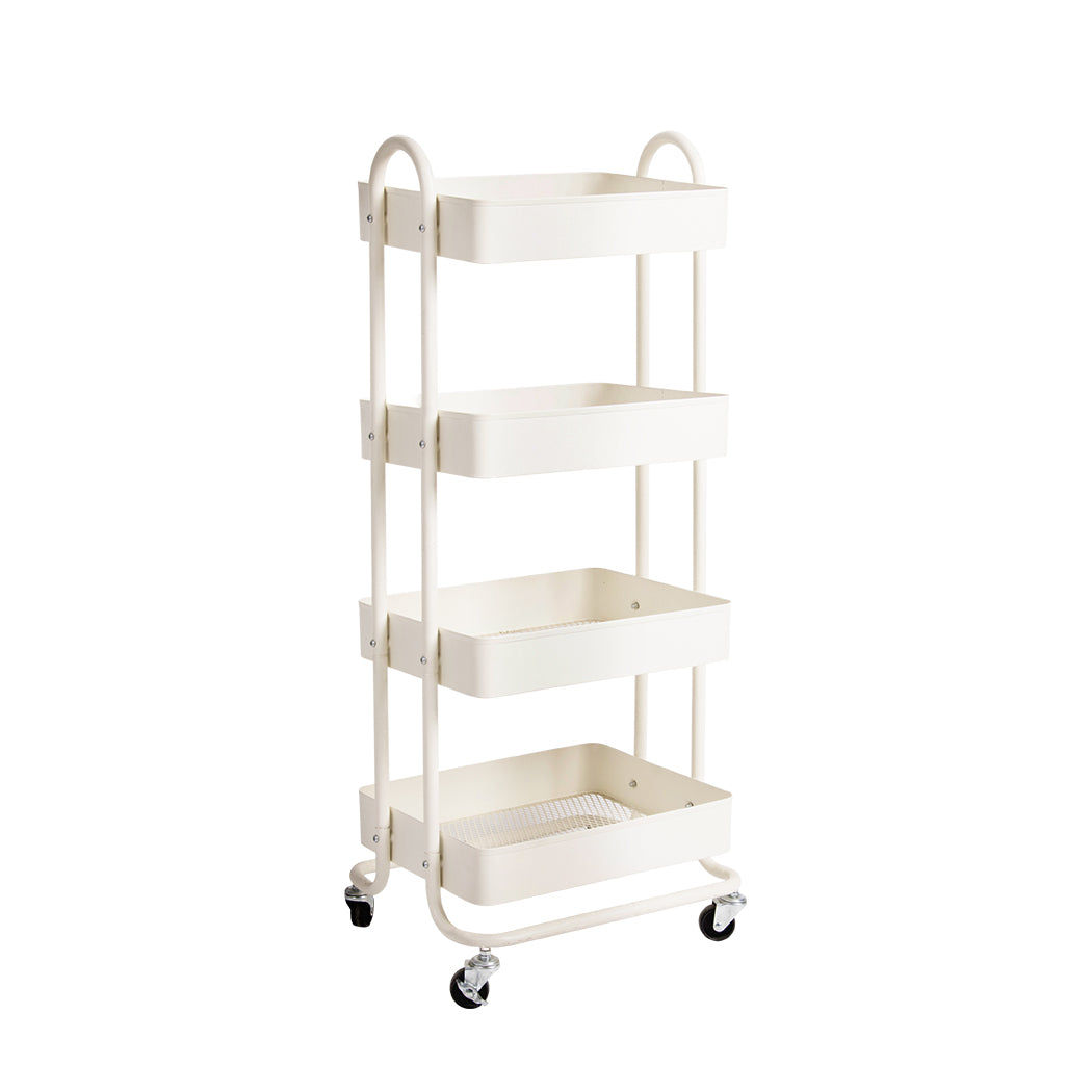 Levede 4 Tiers Kitchen Trolley Cart White-1917016722343333888