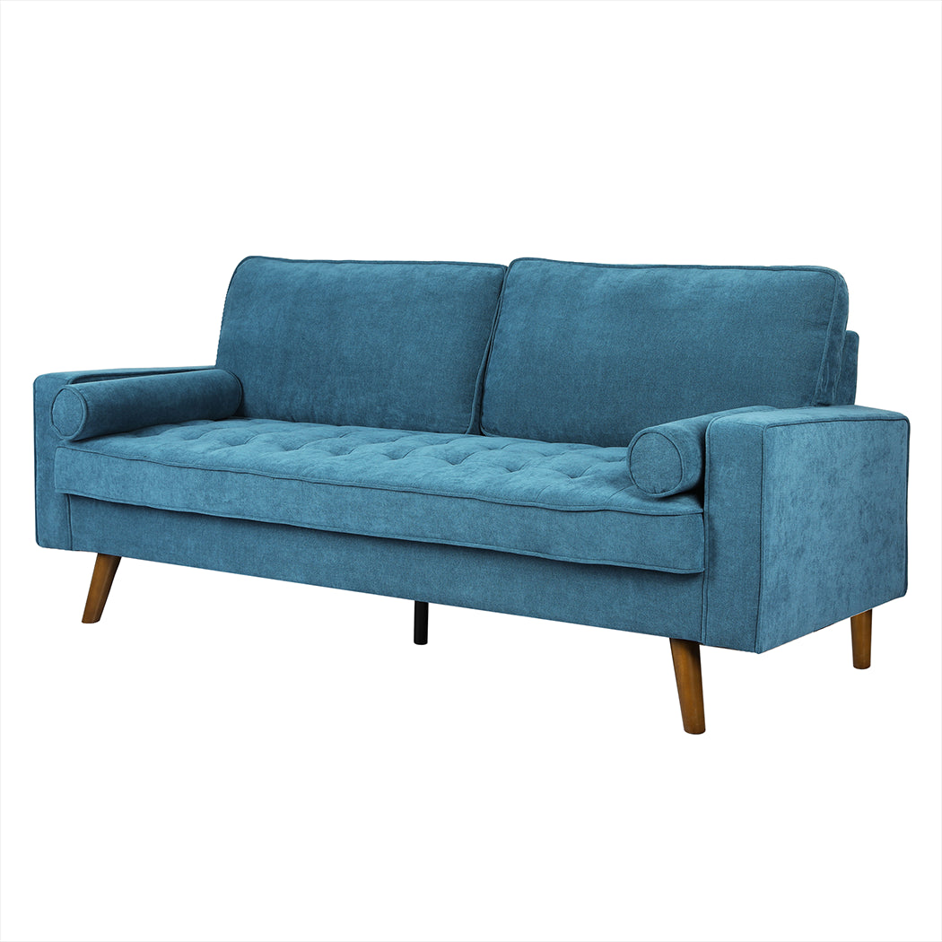 Levede Fabric Sofa Armchair 3 Seater Couch Blue 191cm Wide-1973193704135069696