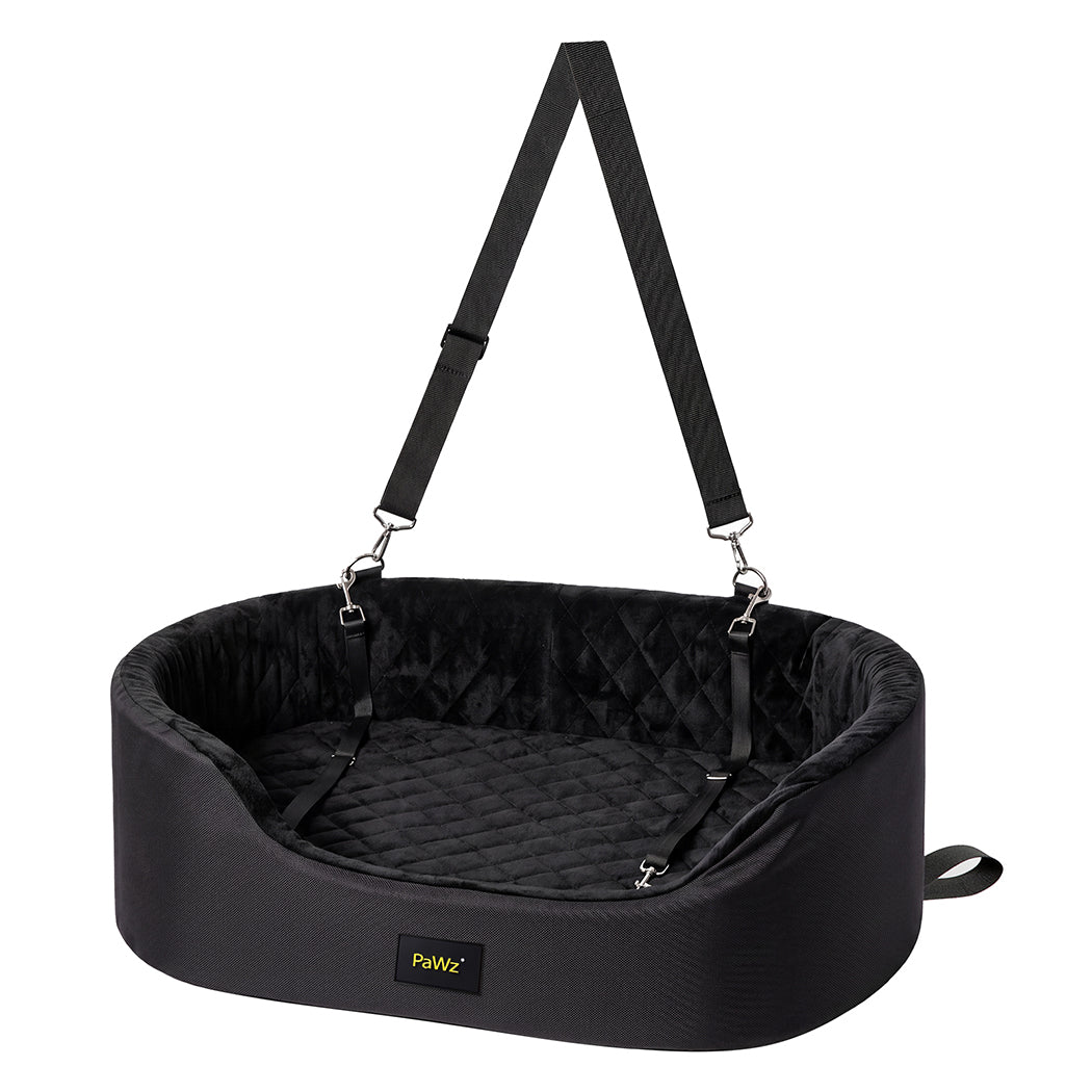 Pawz Dog Car Seat  Pet Car Seat Elevated 10cm Plush Oxford Black-2100034988404772864