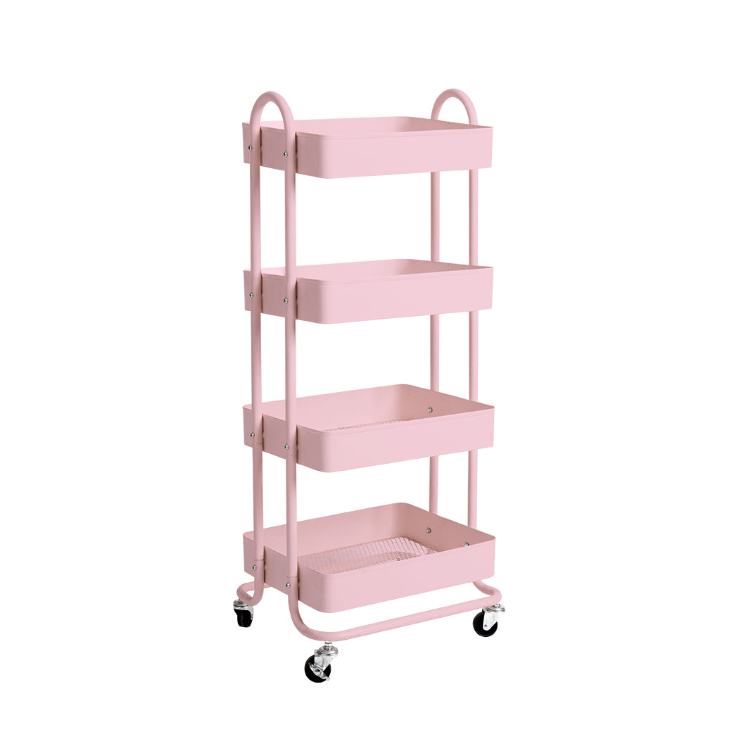 Levede 4 Tiers Kitchen Trolley Cart Pink-2018816727307128832