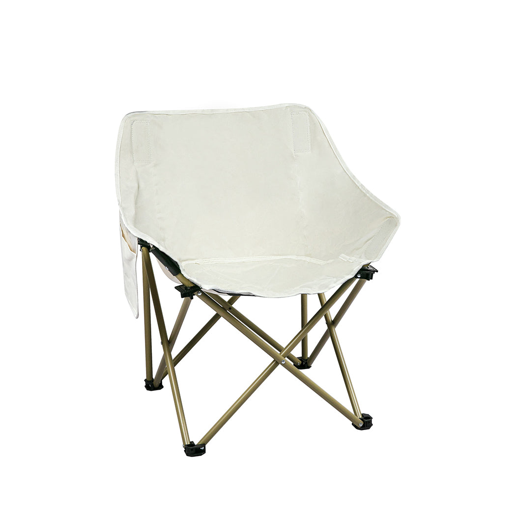 Levede Folding Camping Moon Chair Lightweight Beige-1864184458320678912