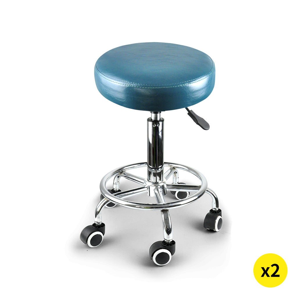 Levede 2x Barstool Swivel Salon Hairdressing Teal-1864184633273487360