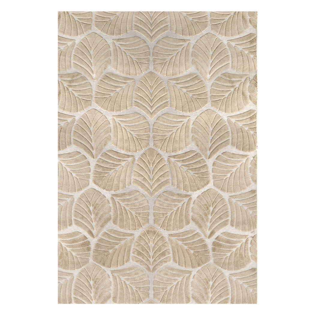 Marlow Floor Rug Soft Embossed Carpet Non Slip Plush Shaggy Rugs Leaf Pattern-1894516741241966592