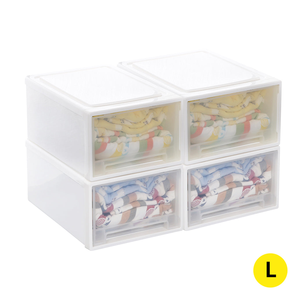 Storage Drawers Large Stackable Containers L 4PK-1942352809651474432