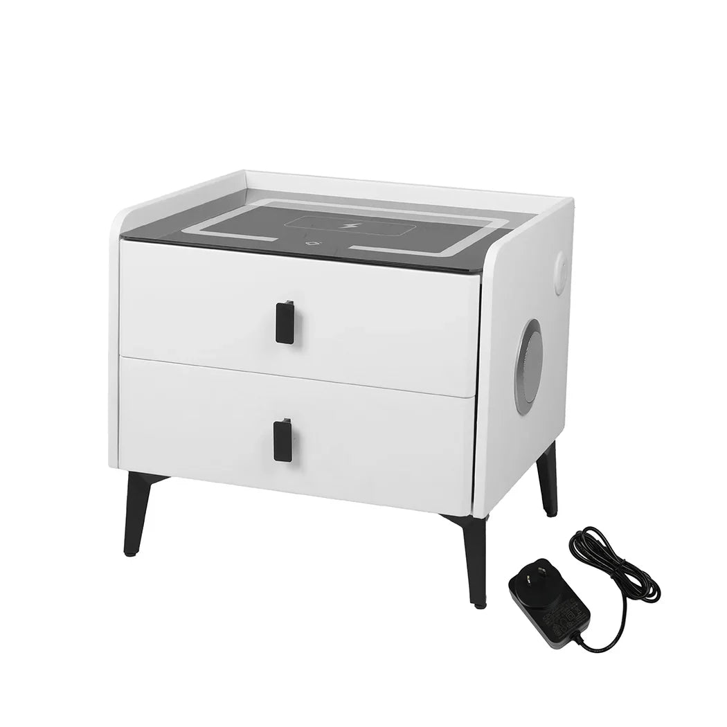 Levede Bedside Table LED Lights Drawers Storage-2006732842318565376
