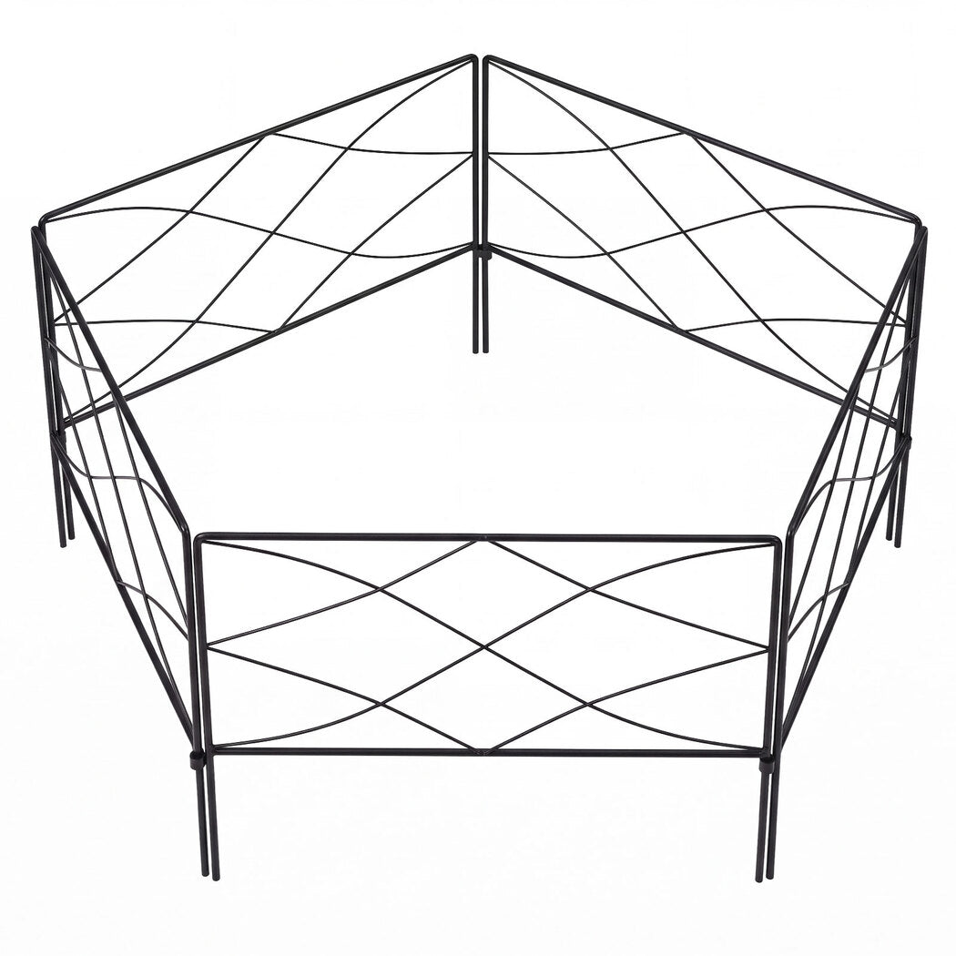 Lambu Garden Fence Panel 5 Pc Q195 Steel Rust Proof Border for Flower Beds Black-2109799601236807681