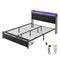 Levede Queen Metal Bed Frame LED Lights 2 Drawers