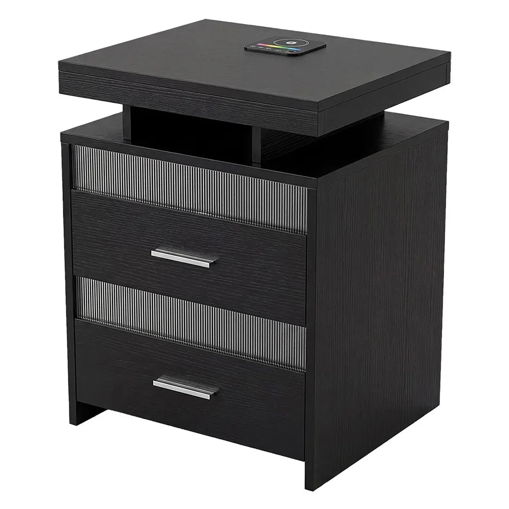Levede Smart Bedside Table Charging Station Motion Sensor Modern Nightstand-2050056780108664832
