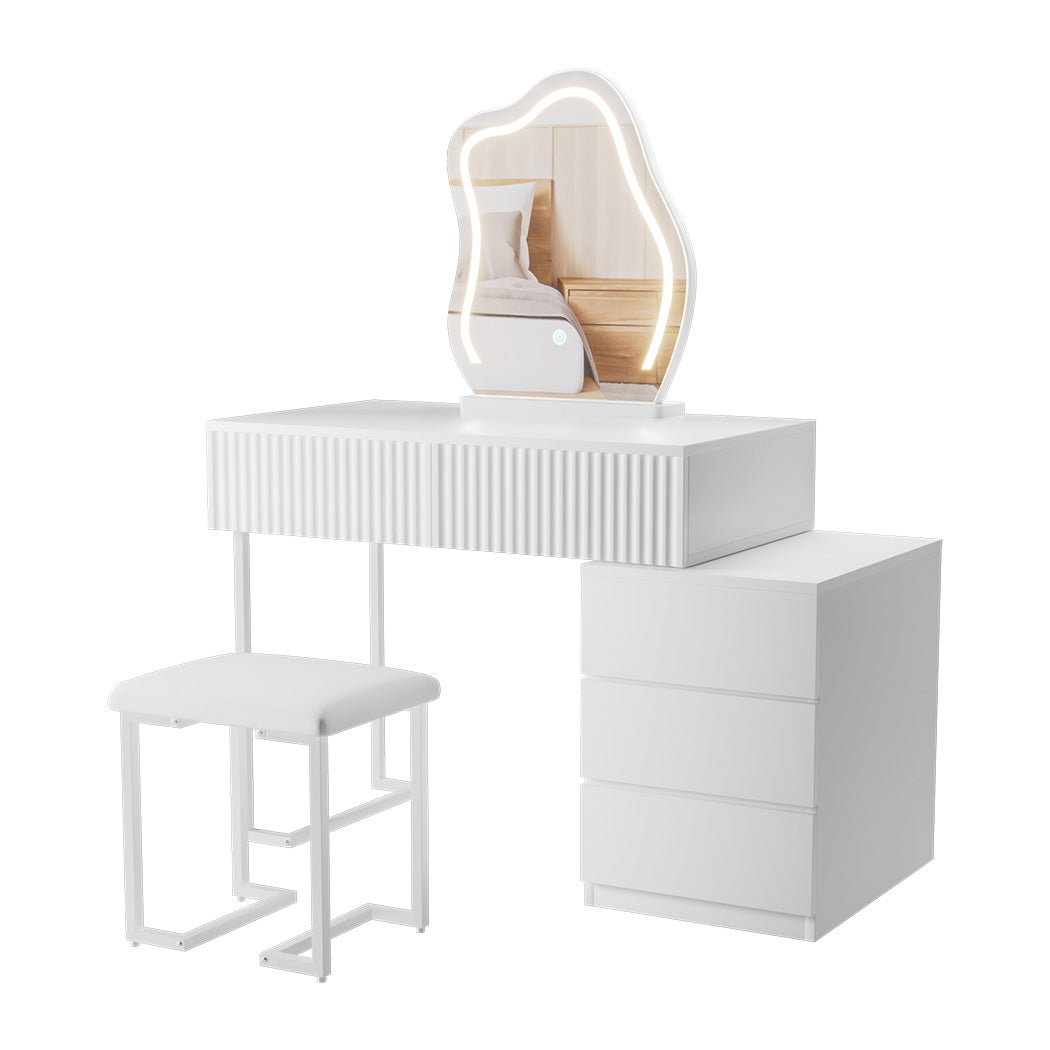 Levede Dressing Table Stool Set with Mirror Led-1894516789329661952