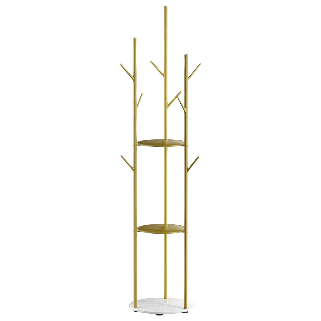 Levede Coat Rack Clothes Stand 8 Hook Organizer Gold-2018816841975205888