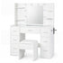 Levede Dressing Table Makeup Vanity with Lights Glass Desktop 7 Drawers White-2109799601329082369