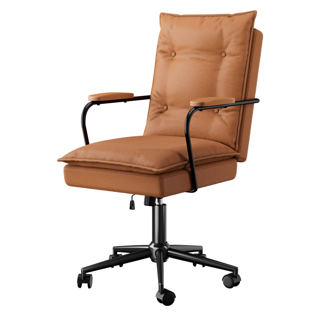 LEVEDE Ergonomic Office Chair Computer PU Brown-1910149778990305280