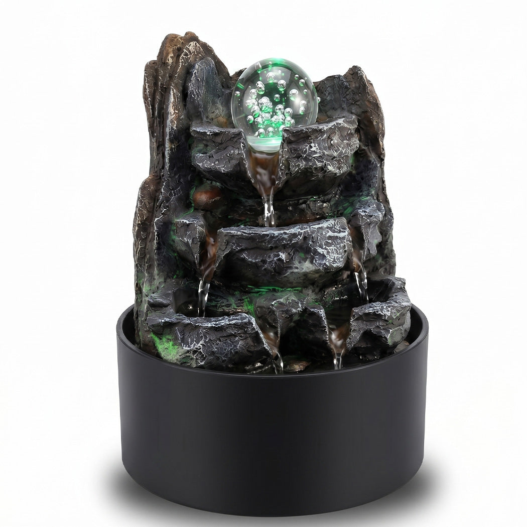 Spector Tabletop Water Fountain Resin LED Light 3 Flow Levels Waterfall Office-2061251862543339520
