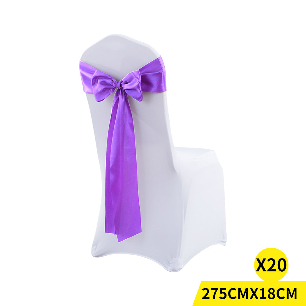 20x Multicoloured Satin Chair Sashes Lavender-2065254449840001024