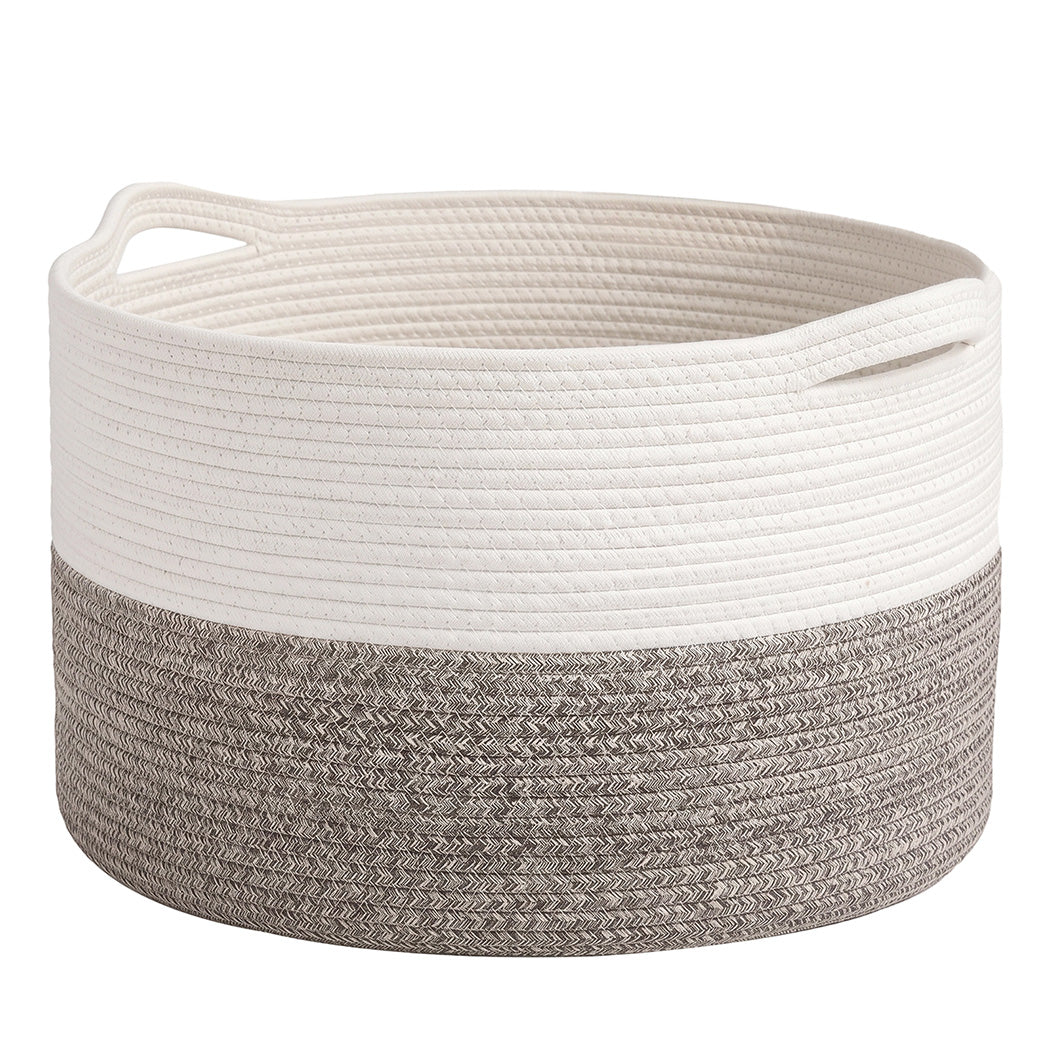 Levede Blanket Basket Cotton Rope Foldable Large with Handles Bedroom Brown-2100035024177991680