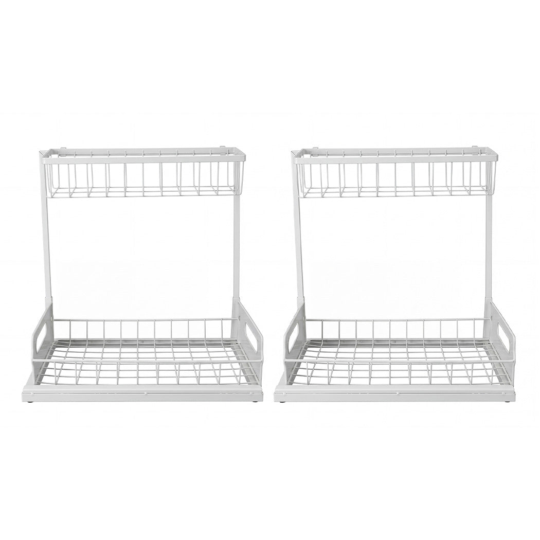 Toque 2x Under Sink Storage Rack Kitchen Cabinet Organiser 2-Tier Shelving Home-2050059015005802496
