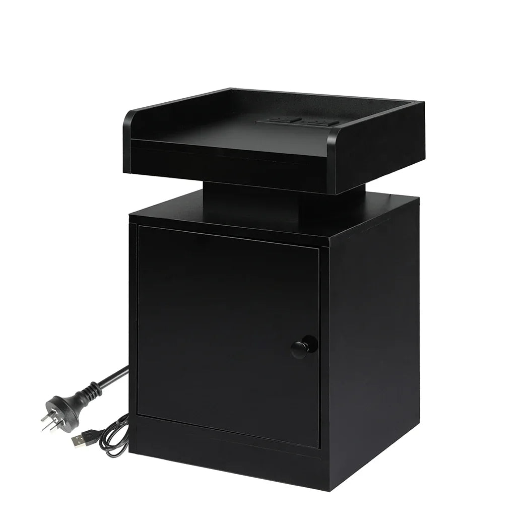 Levede Bedside Table USB Charger Outlet RGB Black-2006732841714585600