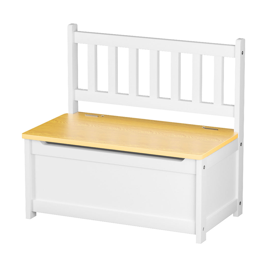 Levede 2-In-1 Kids Toys Storage Bench Box Wooden Chair-1937319824770338816