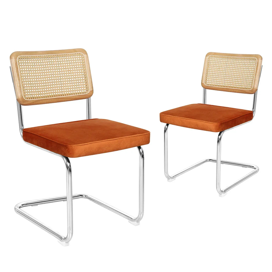 Levede 2xRattan Chair Dining Chairs Orange-2029387286231257088