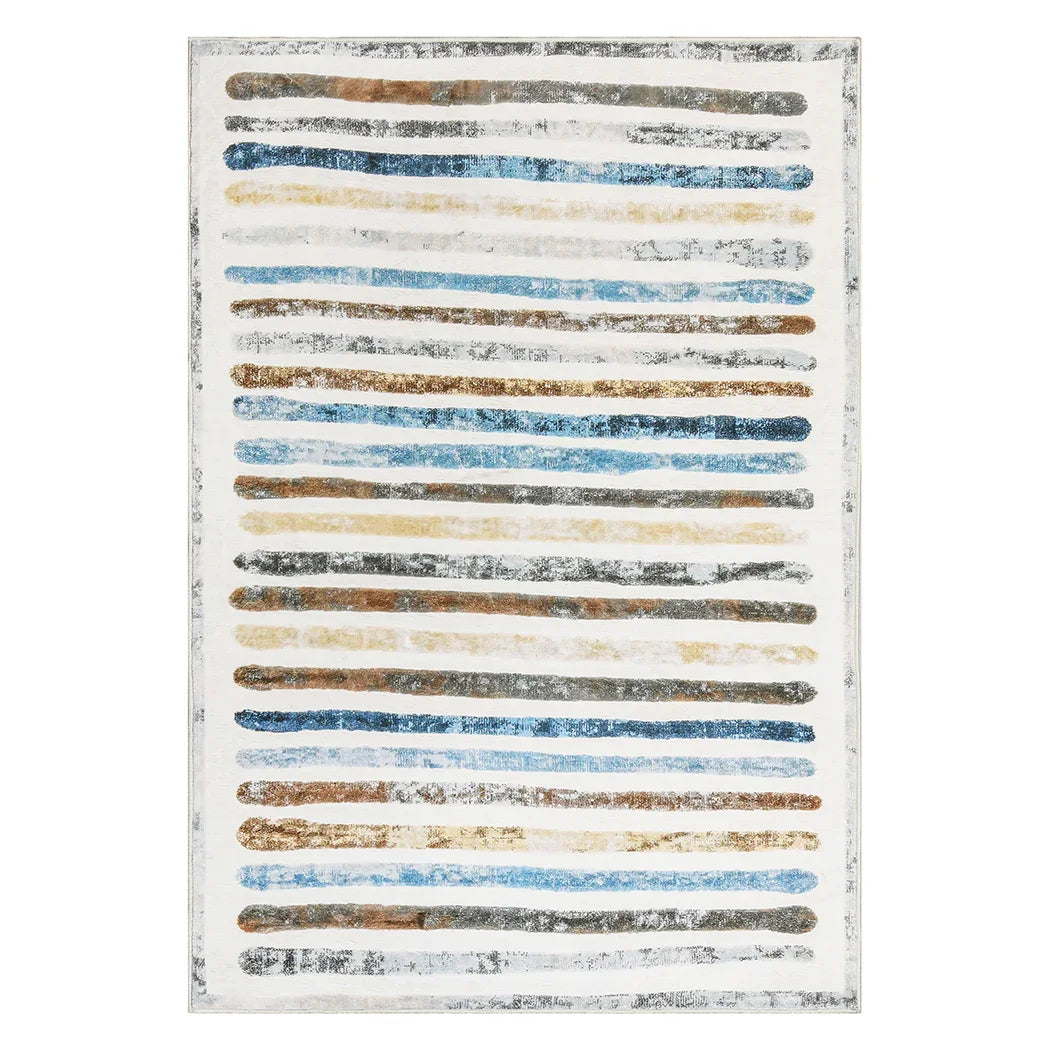 Marlow Floor Rug Short Pile Washable Carpet Soft Plush Non Slip Stripe 200x290-2006732847481753600