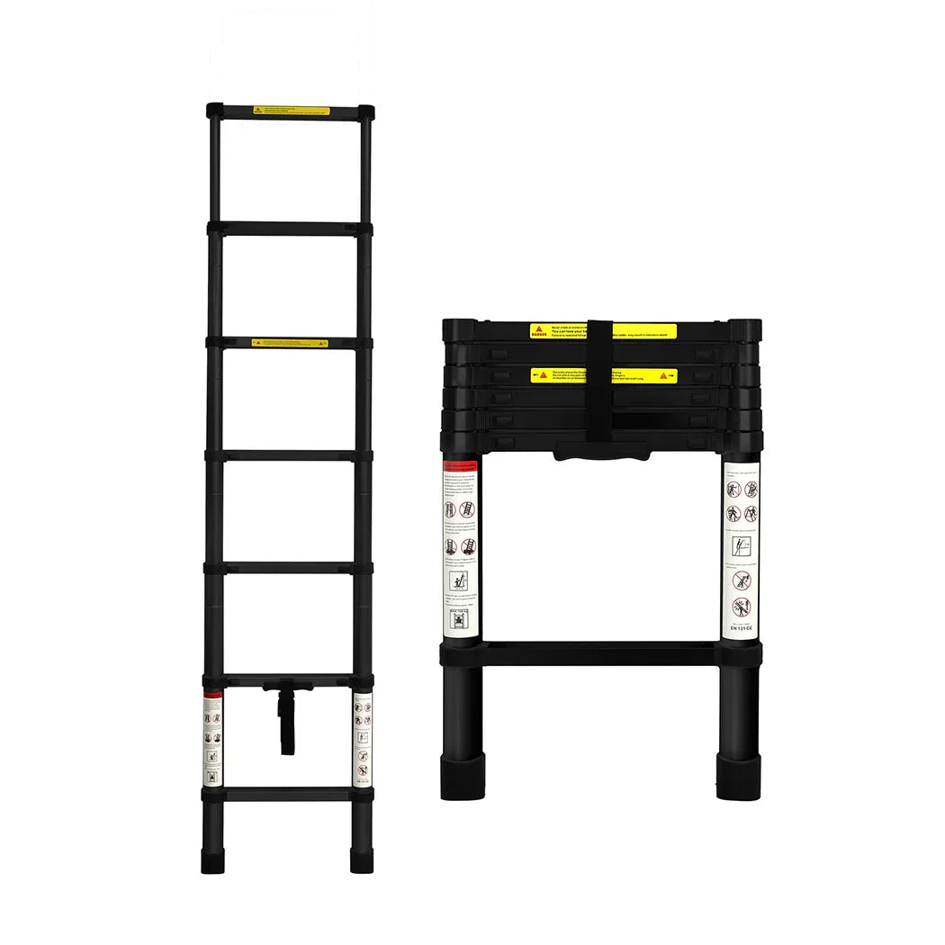 Traderight Multipurpose Aluminium Ladder Telescopic 2M Black 2 Meter-2006733179096010752