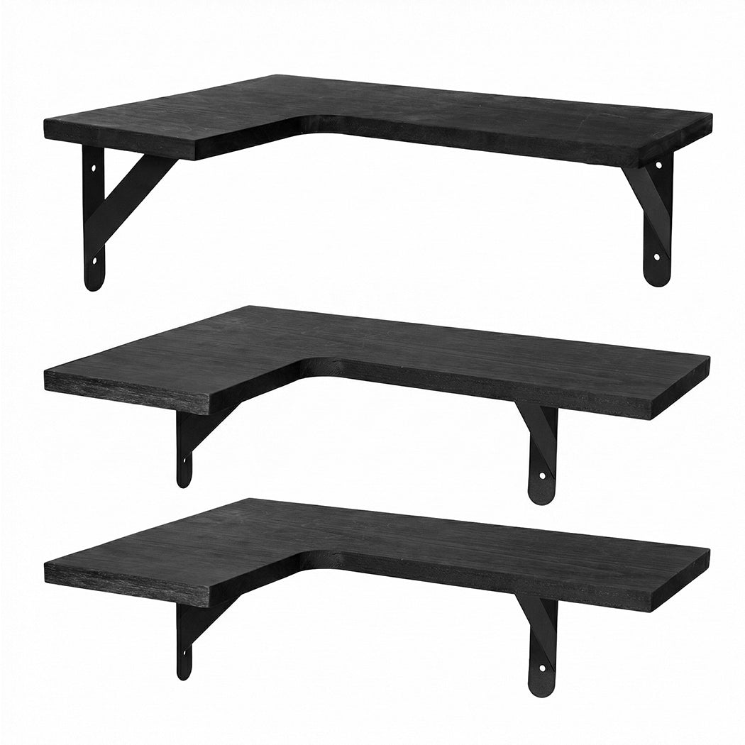 Levede Corner Floating Shelves 3Pcs L-Shaped Wall-Mounted Living Room Storage-2061251868692189184
